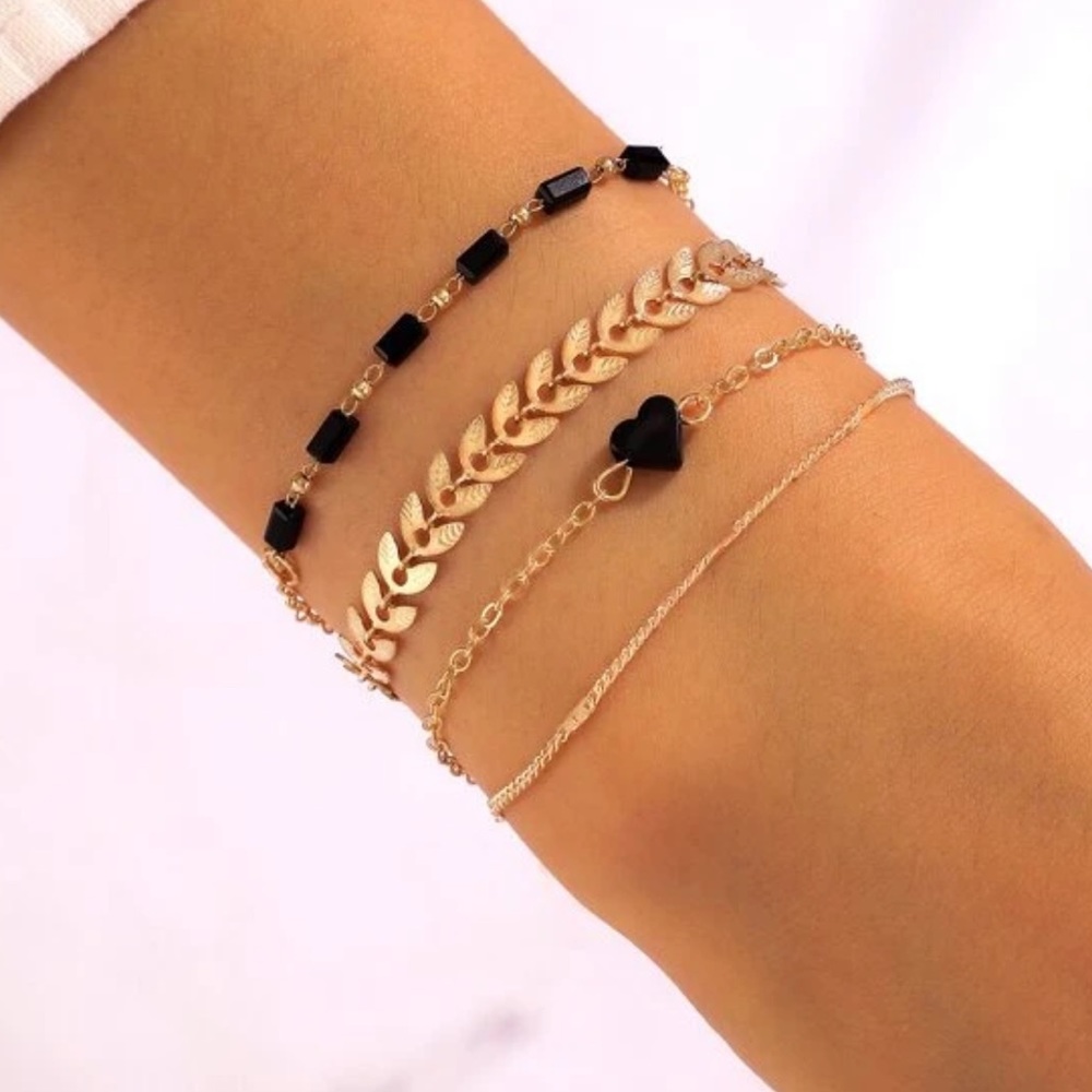 💕 4 for $20 4 pcs Leaf + Heart Chain Bracelet